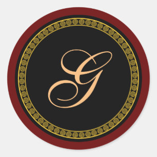 Monogram "G" gold-coloured script Classic Round Sticker