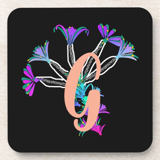 Monogram G Initial  Beverage Coaster (Front)