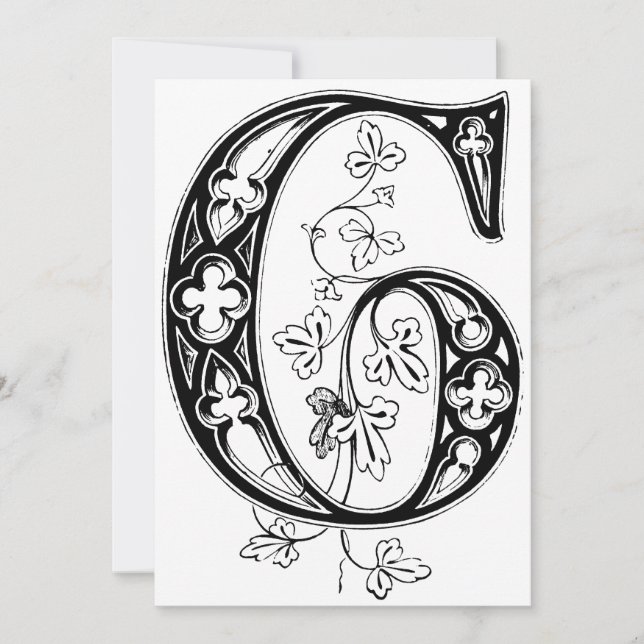 Monogram G Initial Black and White Holiday Card (Front)