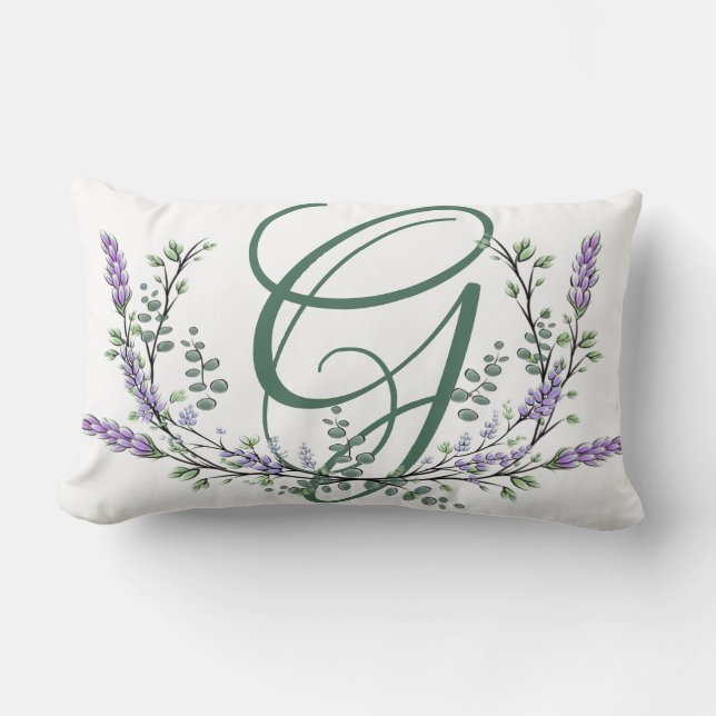 Monogram G Lavender Eucalyptus Lumbar Pillow (Front)