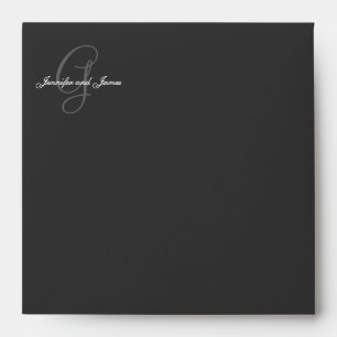 Monogram G Logo Black Wedding Invitation Envelope