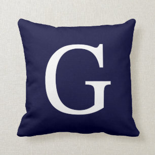 Monogram G On Navy Blue Throw Pillow