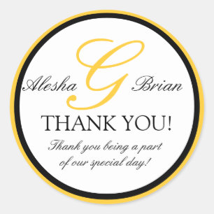 Monogram G Wedding Favour Thank You Stickers