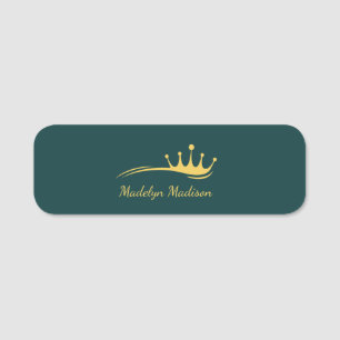 Monogram Gable Green With Minimalist Modern Crown  Name Tag