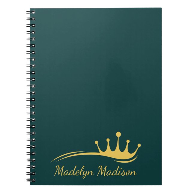 Monogram Gable Green With Minimalist Modern Crown Notebook (Front)