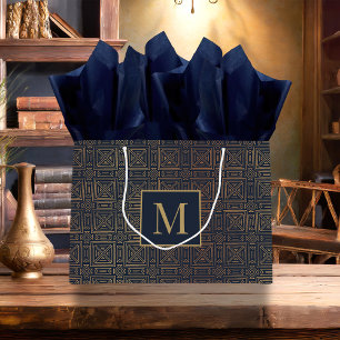 Monogram Geometric Art Deco Pattern Large Gift Bag
