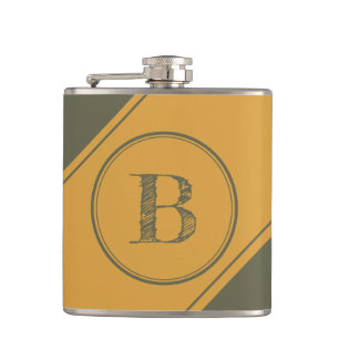 Monogram Geometric Diagonal Mango Moss Green Hip Flask