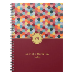 Monogram Geometric Modern Hexagon Notebook