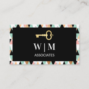 Monogram   Geometric Modern Pattern Triangles Business Card