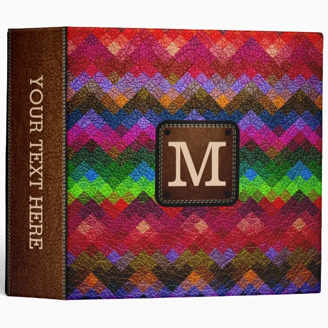Monogram Geometric Pattern Leather Look #12 Binder (Front/Spine)