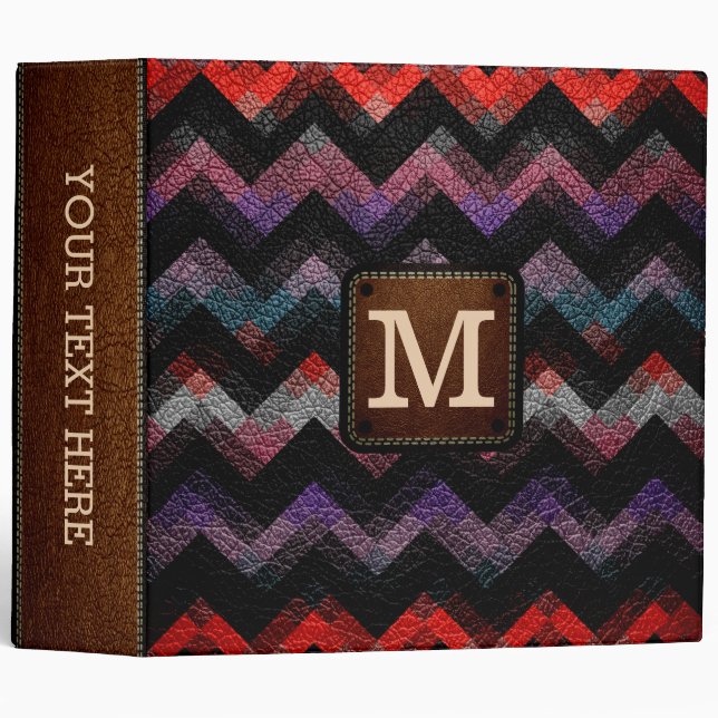 Monogram Geometric Pattern Leather Look #19 Binder (Front/Spine)
