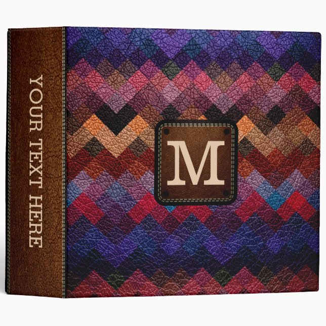 Monogram Geometric Pattern Leather Look #5 Binder (Front/Spine)