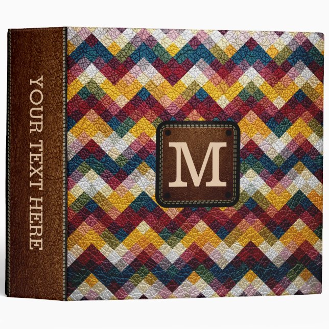 Monogram Geometric Pattern Leather Look #9 Binder (Front/Spine)