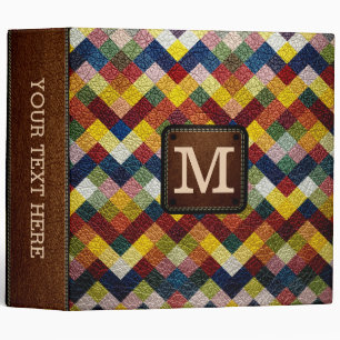 Monogram Geometric Pattern Leather Look Binder
