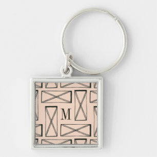 Monogram   Geometric Rectangle X Design Keychain