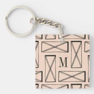 Monogram   Geometric Rectangle X Design Keychain