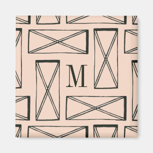 Monogram   Geometric Rectangle X Design Magnet