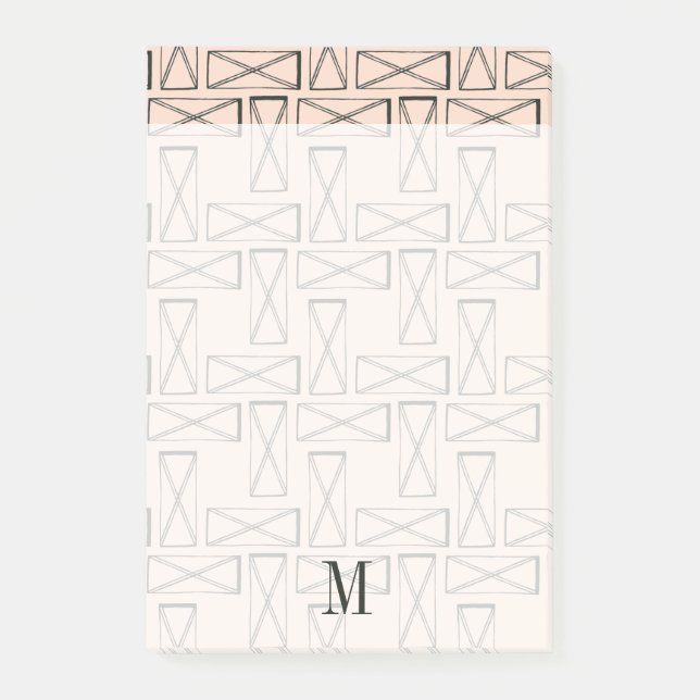 Monogram | Geometric Rectangle X Design Post-it Notes (Front)