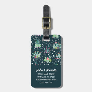 Monogram   Geometric Succulents Pattern Luggage Tag