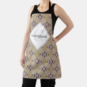 Monogram Geometric Warm Neutrals Diamond Zigzags Apron