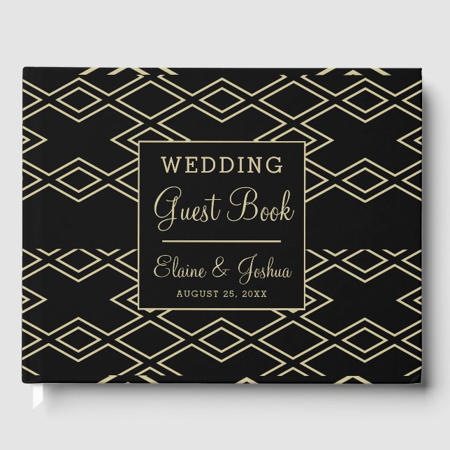 Monogram geometric wedding Guest Book (Front)