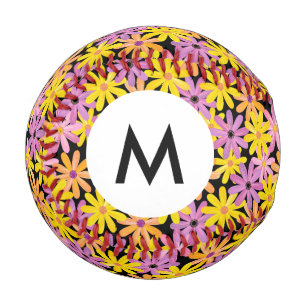 Monogram Gerbera flowers pattern, background Baseball