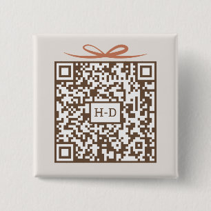 Monogram Gift & Bow QR Code Registry Cash Fund 2 Inch Square Button