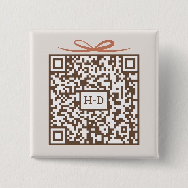 Monogram Gift & Bow QR Code | Registry Cash Fund 2 Inch Square Button (Front)