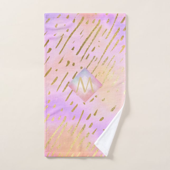Monogram Gifts for Girls Who Love Pink Gold Hand Towel (Hand Towel)