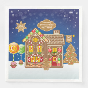 Monogram Gingerbread House Christmas Cookies Candy Napkin