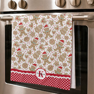 Monogram Gingerbread Man Christmas Kitchen Towel