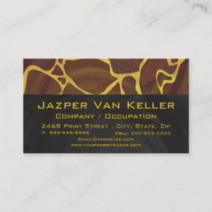 Monogram Giraffe Brown, Yellow Print Business Card