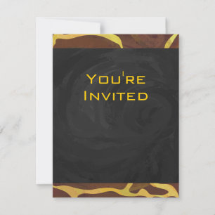 Monogram Giraffe Brown, Yellow Print Invitation