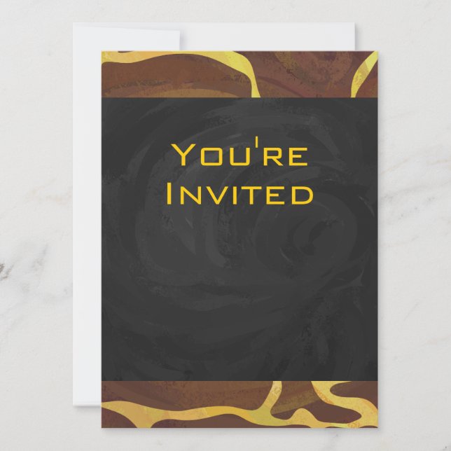 Monogram Giraffe Brown, Yellow Print Invitation (Front)