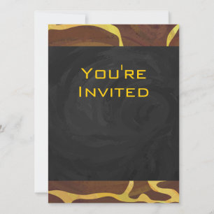 Monogram Giraffe Brown, Yellow Print Invitation