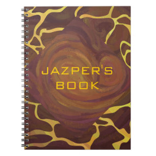 Monogram Giraffe Brown, Yellow Print Notebook