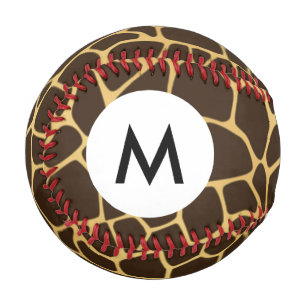 Monogram Giraffe Spotted Background Baseball