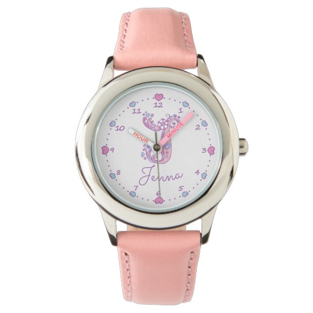 Monogram girls J doodart Jenna nom montre (devant)