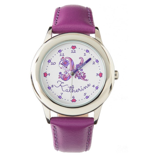 Monogram girls K doodart Katherine nom montre (devant)