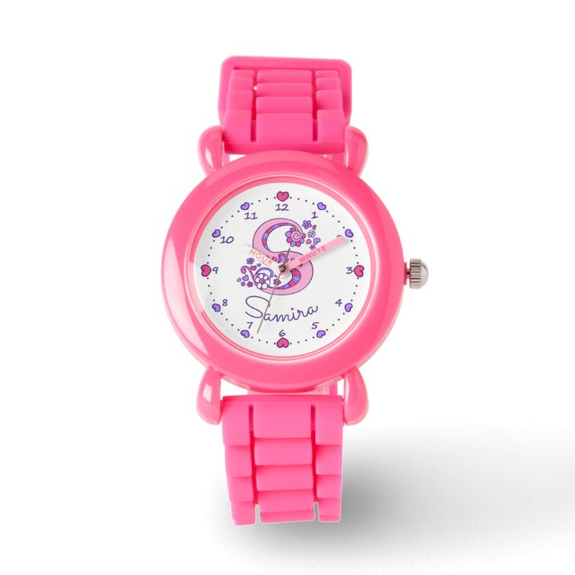 Monogram girls letter S art Samira name watch (Front)