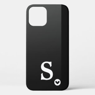 Monogram Girly Black Heart Simple Modern Chic Case