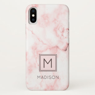 Monogram Girly  Blush Pink Marble Case-Mate iPhone Case
