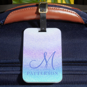 Monogram Girly Glitter Chic Sparkle Modern Name Luggage Tag