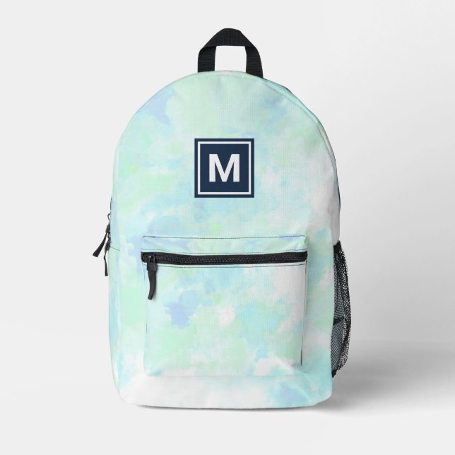Monogram Girly Pastel Tie-dye Backpack (Front)