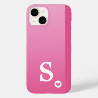Monogram Girly Pink Heart Simple Modern Chic