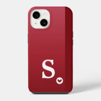 Monogram Girly Red Heart Simple Modern Chic