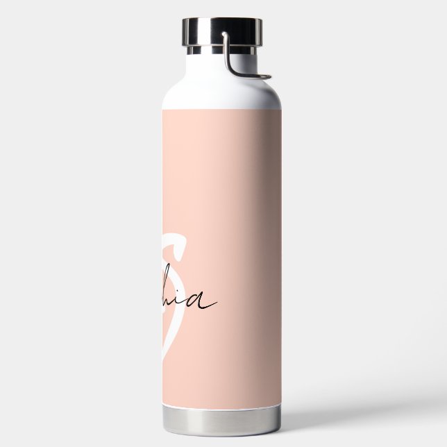 Monogram girly style soft pink water bottle (Left)