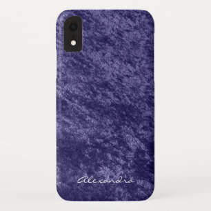 Monogram Girly Violet Purple Velvet Faux Fabric iPhone XR Case
