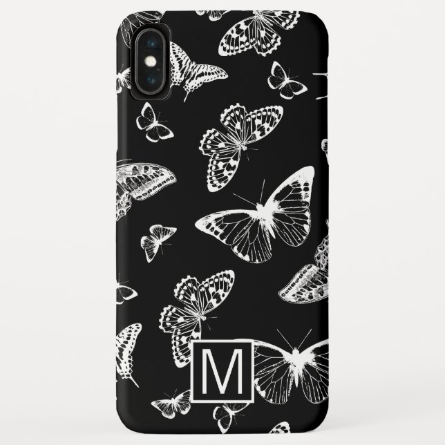 Monogram GL BW Butterflies Case-Mate iPhone Case (Back)