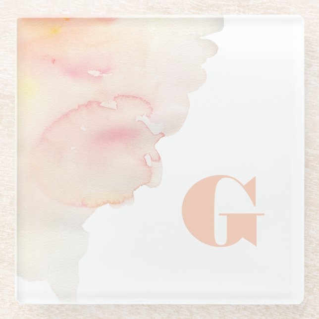 Monogram Glass Watercolor Coasters (Front)